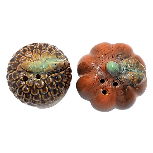 Miniature Vintage Ceramic "Pumpkin & Acorn" Salt & Pepper Shakers – NEW - Picture 2 of 3